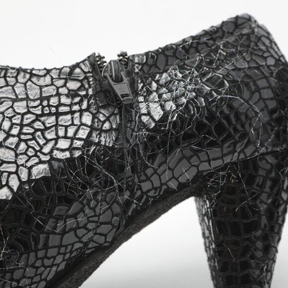 Ron White Leather Patent Ankle Shoe Shootie Black Reptile Eyelash Holographic 42 - Picture 10 of 13